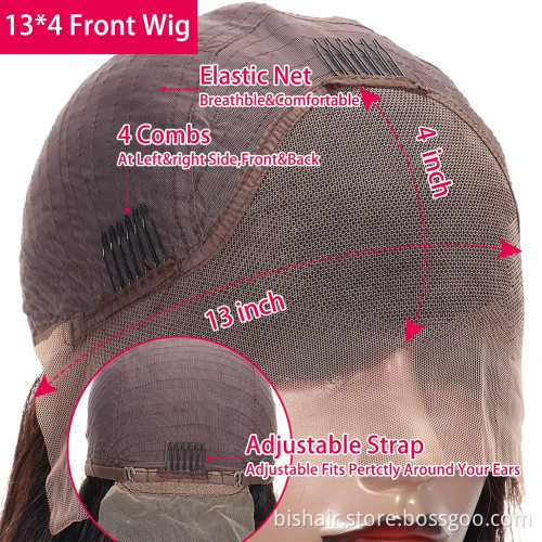 Human  Hair 360 HD Virgin Transparent 13*4 Lace Front Closure  1b/30 Natural color  ombre body waves Highlight Bob Curly Wig
